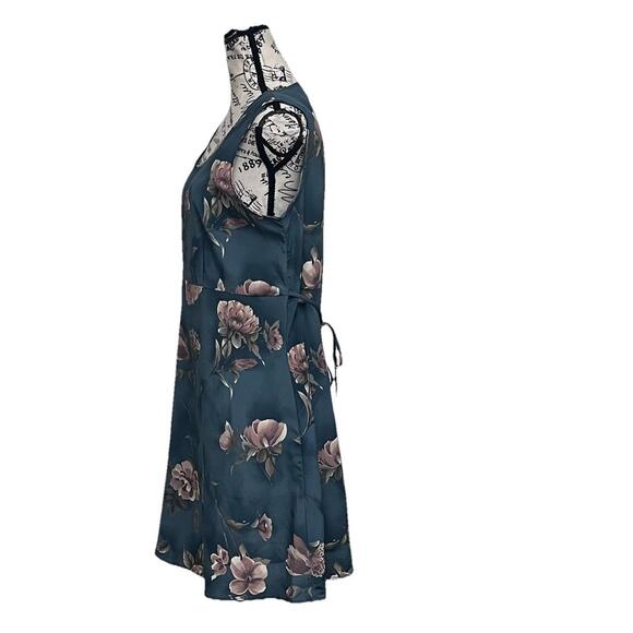 DBY Vintage Y2K Teal Floral Midi Dress Fairy Cottagecore Coquette Sleeveless 11 - Picture 4 of 9